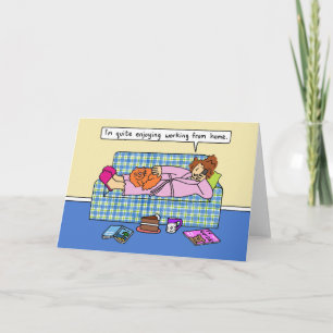 Werken vanaf Home Covid 19 Self-isolation Cartoon Kaart