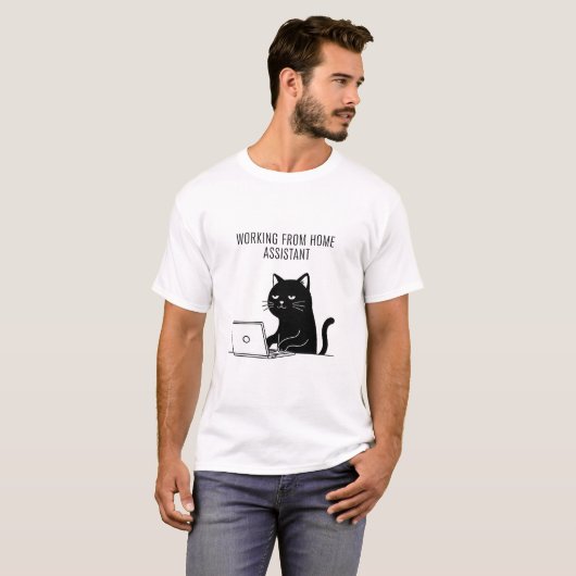 Werken vanuit Home Assistant – Grappig Kat T-shirt (Voorkant volledig)