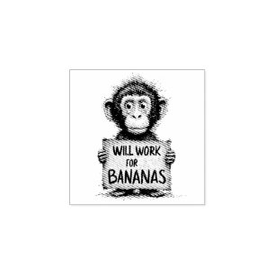 Werken voor Bananen - Humoristische Apen Schets Rubberstempel