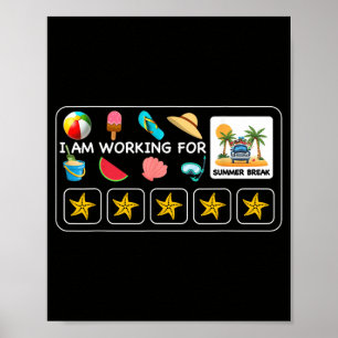 Werken voor zomervakantie strandvakantie aftellen poster