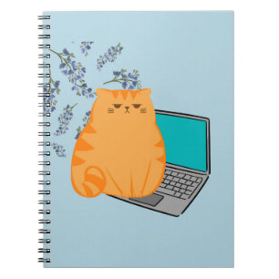 Werkende oranje kat Notitieboek