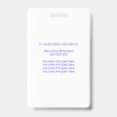 Werkfoto-ID QR-code Roze Paarse badge (Achterkant)