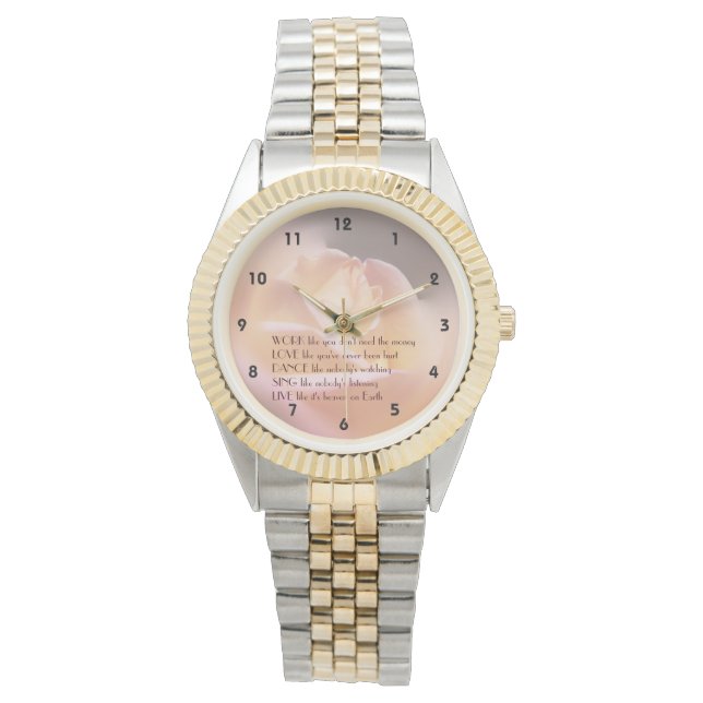 Werkliefdesbalans zacht Roos Inspirerend citaat Horloge (Voorkant)