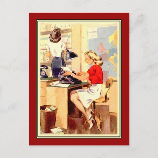 werkmeisje briefkaart (Voorkant)
