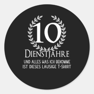 Werknemer 10 jaar Bedrijfs Jubileum Company Ronde Sticker