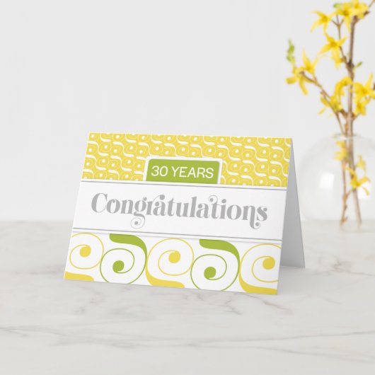 Werknemer 30e Jubileum Typografie en wervelingen Kaart (Gele Bloem)