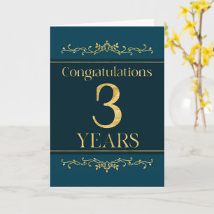 Werknemer 3de Jubileum Stijlvolle Formele Elegant Kaart