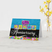 Werknemer 9de Jubileum - Kleurrijk Kaart (Gele Bloem)