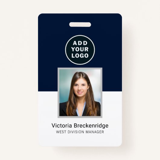 Werknemer Barcode Business Logo Foto ID Badge (Voorkant)
