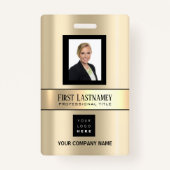 Werknemer Barcode Logo Naam Scan Sepia Gold Badge (Voorkant)