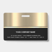 Werknemer Barcode Logo Naam Scanner Black Gold Lux Badge (Back)