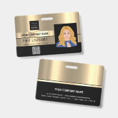 Werknemer Barcode Logo Naam Scanner Black Gold Lux Badge (Front & Back)