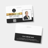 Werknemer Barcode Logo Naam Scanner Stripe Gold Badge (Voor- en achterkant)