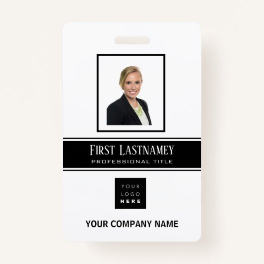 Werknemer Barcode Logo Naam Scanner Witte Verticaa Badge (Voorkant)