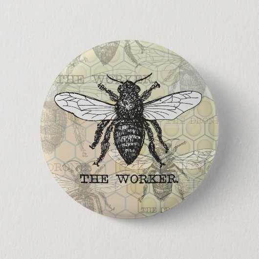  Werknemer Bijen Illustratie Kunst Ronde Button 5,7 Cm (Voorkant)