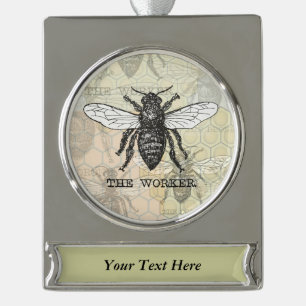  Werknemer Bijen Illustratie Kunst Verzilverd Banner Ornament