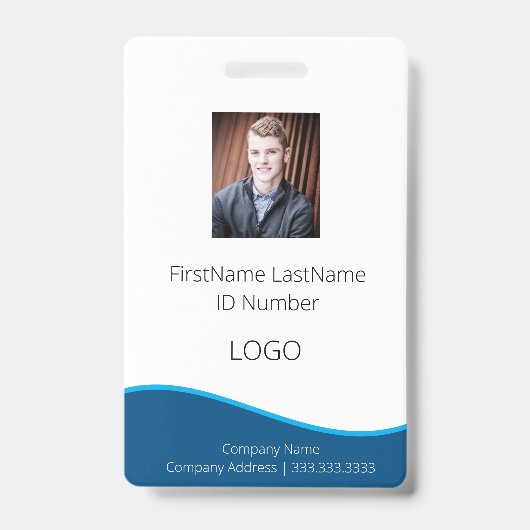 Werknemer Blue Professional ID Badge met Barcode (Voorkant)