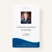 Werknemer Blue Professional ID Badge met Barcode (Voorkant)