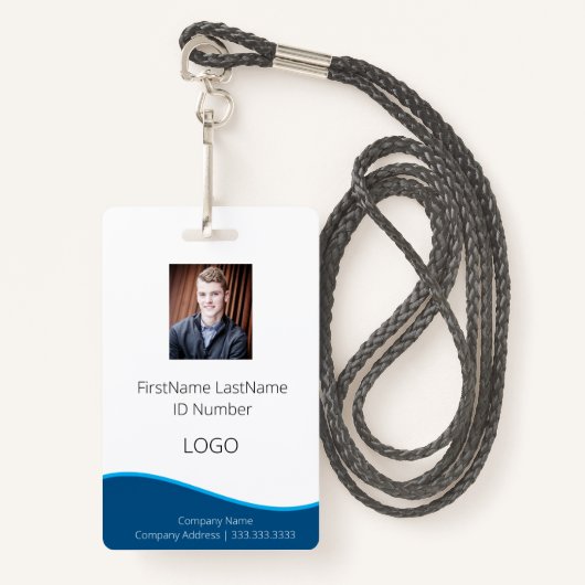 Werknemer Blue Professional ID Badge met Barcode (Voorkant met draagriem)