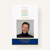 Werknemer Custom White Navy Foto Logo Badge (Voorkant)