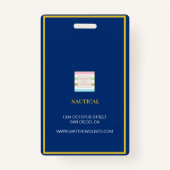 Werknemer Custom White Navy Foto Logo Badge (Achterkant)