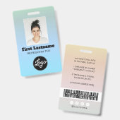 Werknemer Foto Barcode Logo Naam Gradiënt Badge (Voor- en achterkant)