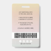 Werknemer Foto Barcode Logo Naam Gradiënt Badge (Achterkant)