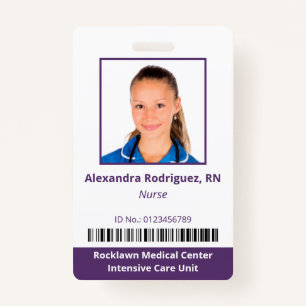 Werknemer Foto Barcode White Paars Hospital ID Badge