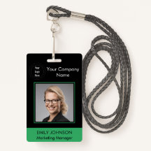 Werknemer foto ID badge | Zwart & Groen | QR-code