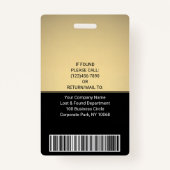 Werknemer Foto-ID Barcode Logo Black & Gold Curve Badge (Achterkant)