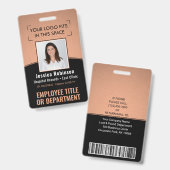 Werknemer Foto ID Barcode Logo Copper Black Curve Badge (Voor- en achterkant)