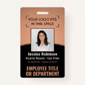 Werknemer Foto ID Barcode Logo Copper Black Curve Badge (Voorkant)