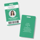Werknemer Foto ID Barcode Logo Green Access Pass Badge (Front & Back)