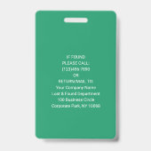 Werknemer Foto ID Barcode Logo Green Access Pass Badge (Back)