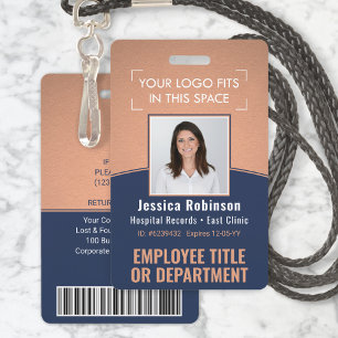Werknemer Foto ID Barcode Logo Koper Marine Geboge Badge