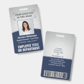 Werknemer Foto ID Barcode Logo Navy Silver Curve Badge (Front & Back)
