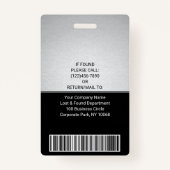 Werknemer Foto-ID Barcode Logo Silver Black Curve Badge (Achterkant)