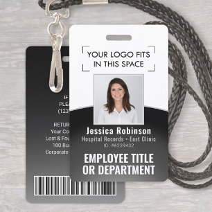 Werknemer Foto ID Barcode Logo Zwart & Wit Curve Badge