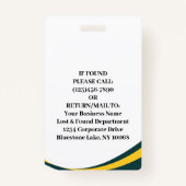 Werknemer Foto ID Barcode Modern Green Access Badge (Achterkant)