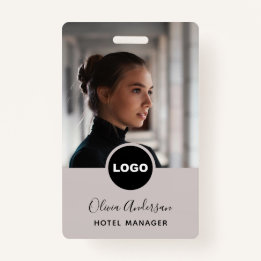Werknemer Foto ID Bedrijf Logo QR Code Grijs Zwart Badge