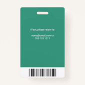 Werknemer Foto ID Green Badge (Achterkant)