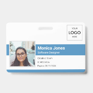 Werknemer foto ID logo blauw Badge