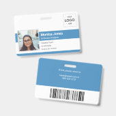 Werknemer foto ID logo blauw Badge (Voor- en achterkant)