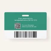 Werknemer Foto ID Logo QR Code Green Badge (Achterkant)