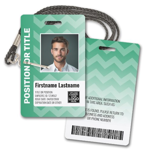 Werknemer Foto-ID - modern chevron, streepjescode  Badge