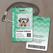 Werknemer Foto-ID - modern chevron, streepjescode  Badge