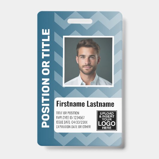 Werknemer Foto-ID - modern chevron, streepjescode  Badge (Front)