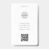 Werknemer Foto ID Modern Minimalist QR Code Naam Badge (Achterkant)