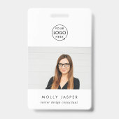 Werknemer Foto ID Modern Minimalist QR Code Naam Badge (Voorzijde)