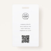Werknemer Foto ID Modern Minimalist QR Code Naam Badge (Achterkant)